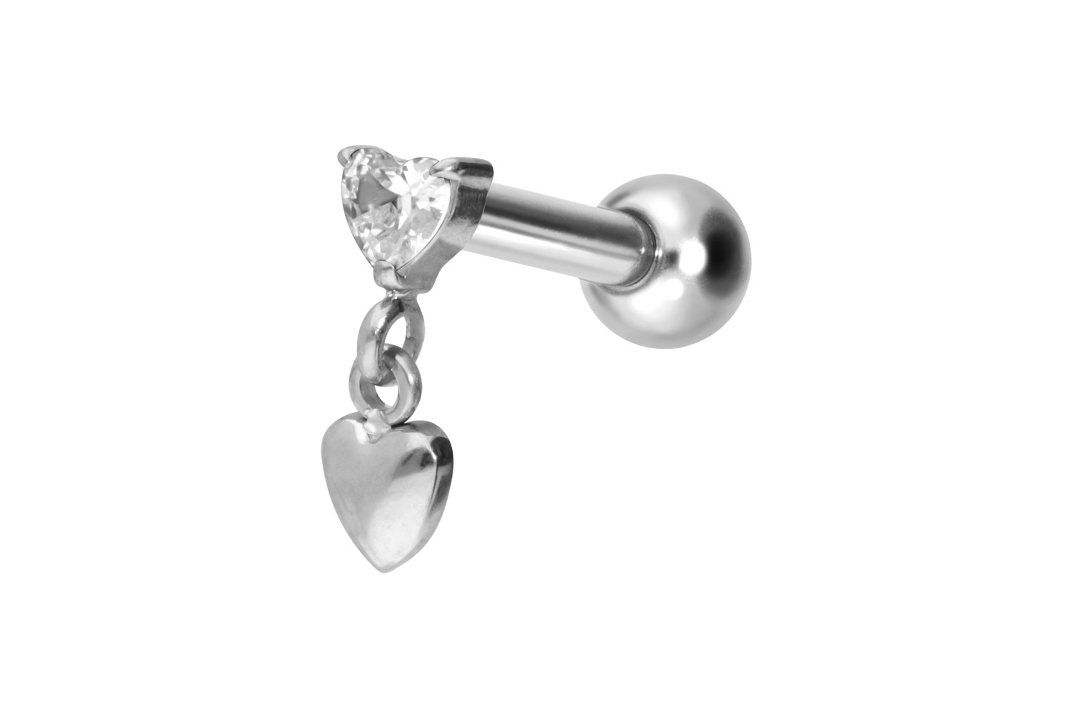 Titan Ohrpiercing mit Innengewinde 2 HERZEN